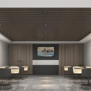 新中式员工餐厅3D模型下载